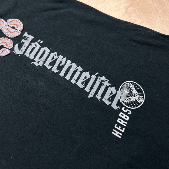Jagermeister 56 Herbs Patchwork T-Shirt Black Short Sleeve Men's L Indie Sleaze - Picture 2 of 7